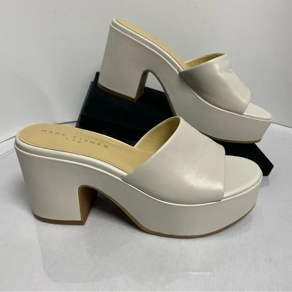 NEW Marc Fisher LTD Platform Mule Slide Ivory Women’s 8.5 - Picture 2 of 16
